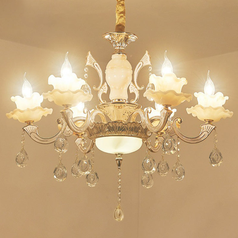 White Faux Candle Chandelier Light Traditional Frosted Glass - Rebooters