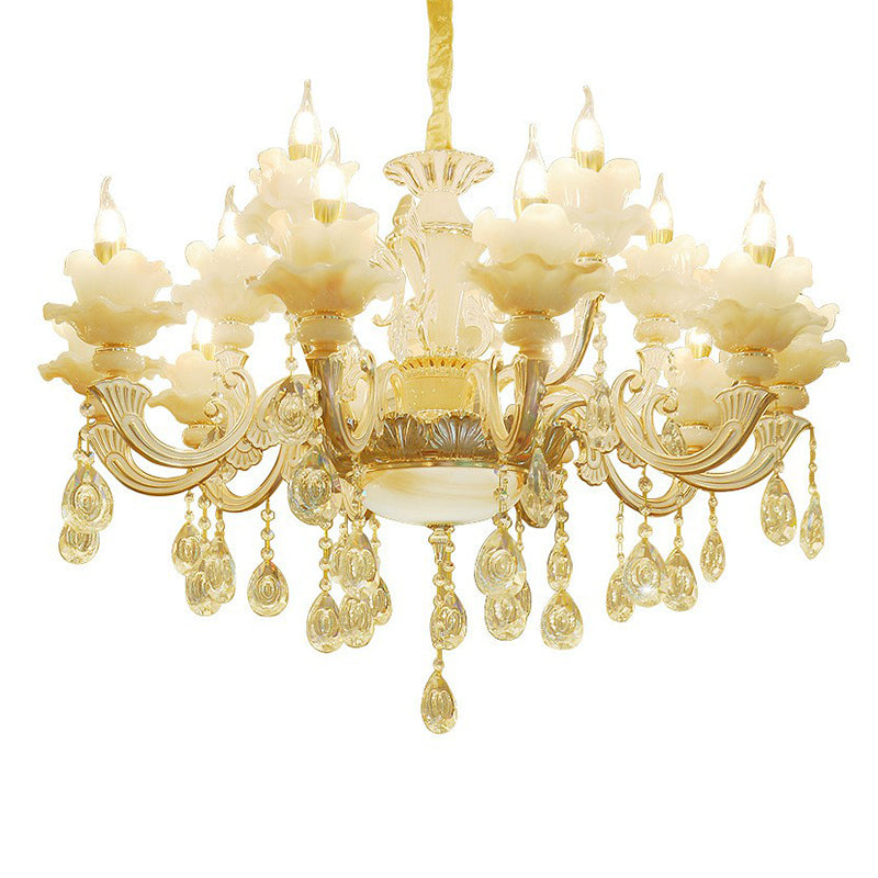 White Faux Candle Chandelier Light Traditional Frosted Glass - Rebooters