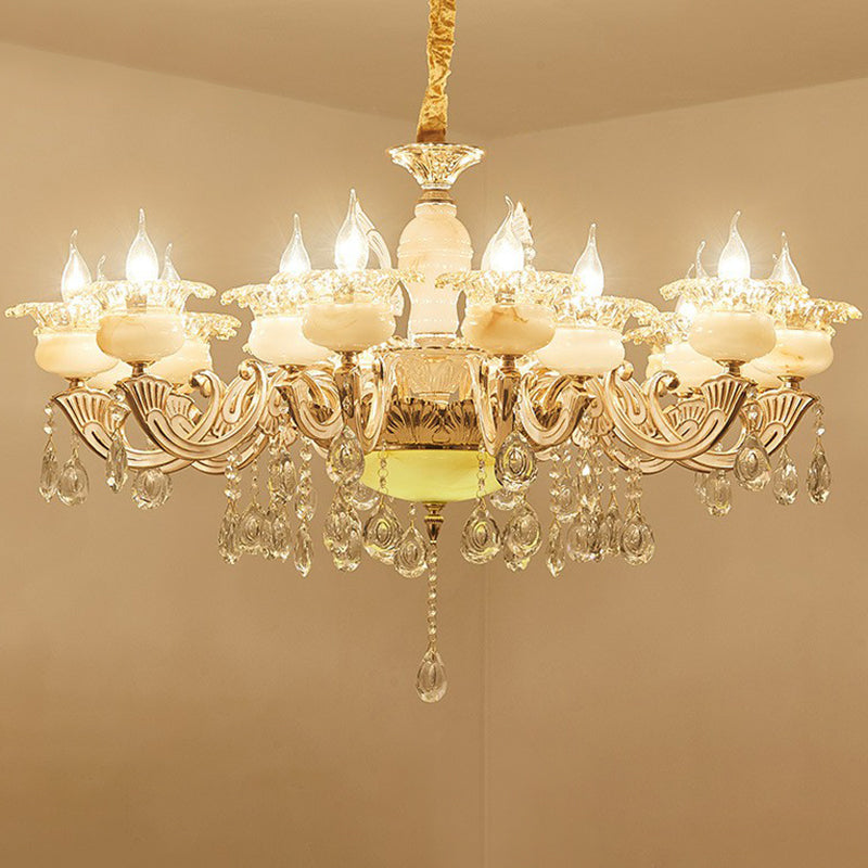 White Faux Candle Chandelier Light Traditional Frosted Glass - Rebooters