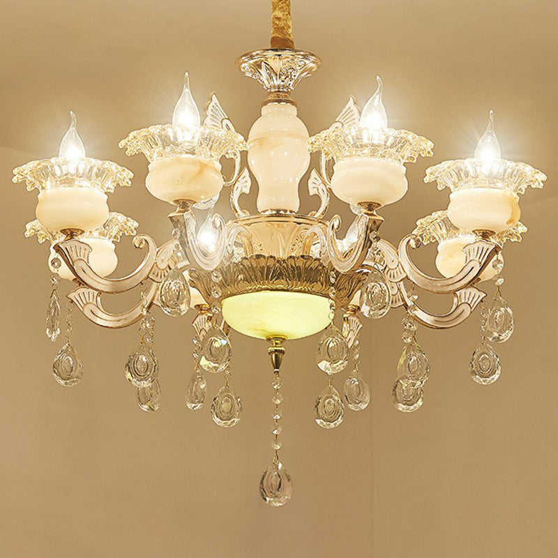 White Faux Candle Chandelier Light Traditional Frosted Glass - Rebooters