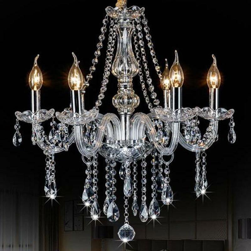 Baroque Candelabra Chandelier Clear Crystal Pendant Light - Rebooters