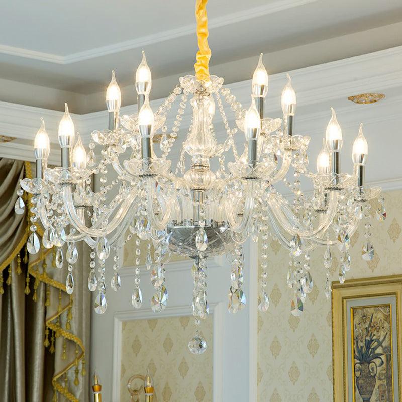 Baroque Candelabra Chandelier Clear Crystal Pendant Light - Rebooters