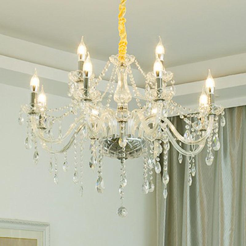 Baroque Candelabra Chandelier Clear Crystal Pendant Light - Rebooters