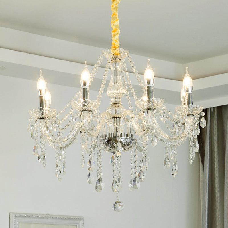 Baroque Candelabra Chandelier Clear Crystal Pendant Light - Rebooters
