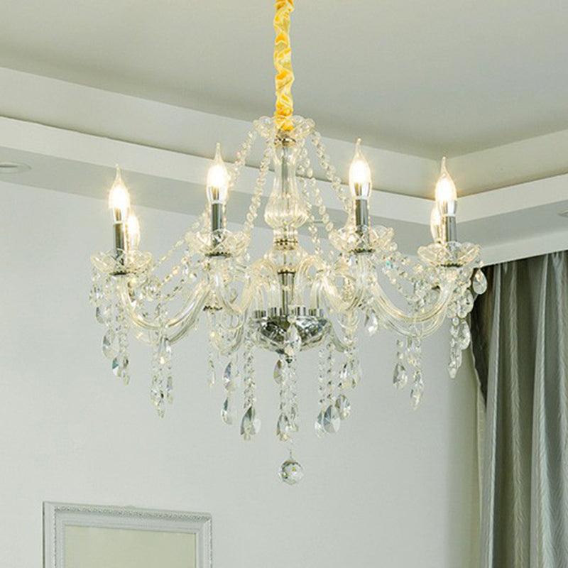 Baroque Candelabra Chandelier Clear Crystal Pendant Light - Rebooters
