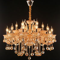 Amber Glass Candle Chandelier Lamp Traditional Light in Gold - Rebooters