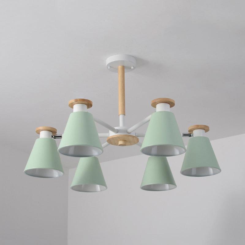 Rotatable Cone Living Room Chandelier Metal 6 Lights Macaron Loft - Rebooters