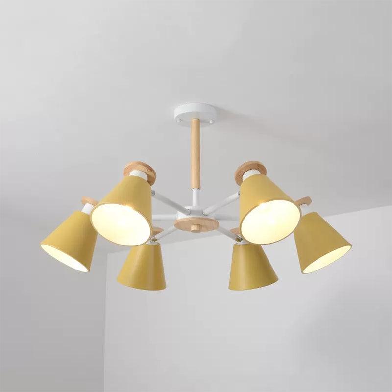 Rotatable Cone Living Room Chandelier Metal 6 Lights Macaron Loft - Rebooters