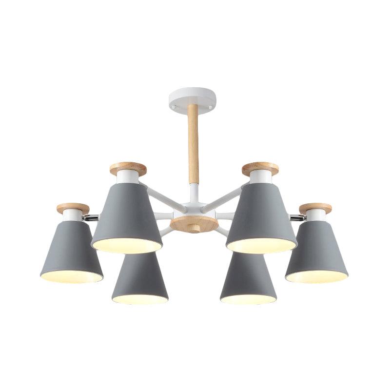 Rotatable Cone Living Room Chandelier Metal 6 Lights Macaron Loft - Rebooters