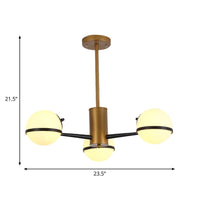 3/6 Light Orb Shade Chandelier Lighting Post Modern White Glass Ceiling Pendant Light in Gold - Rebooters