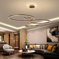 Aluminum Loop Shaped Chandelier Artistic Coffee LED Light - Rebooters