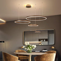 Aluminum Loop Shaped Chandelier Artistic Coffee LED Light - Rebooters