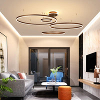 Aluminum Loop Shaped Chandelier Artistic Coffee LED Light - Rebooters
