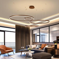 Aluminum Loop Shaped Chandelier Artistic Coffee LED Light - Rebooters