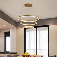 Art Deco Tiered Rings Chandelier Aluminum LED Lighting Gold - Rebooters