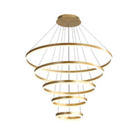 Art Deco Tiered Rings Chandelier Aluminum LED Lighting Gold - Rebooters