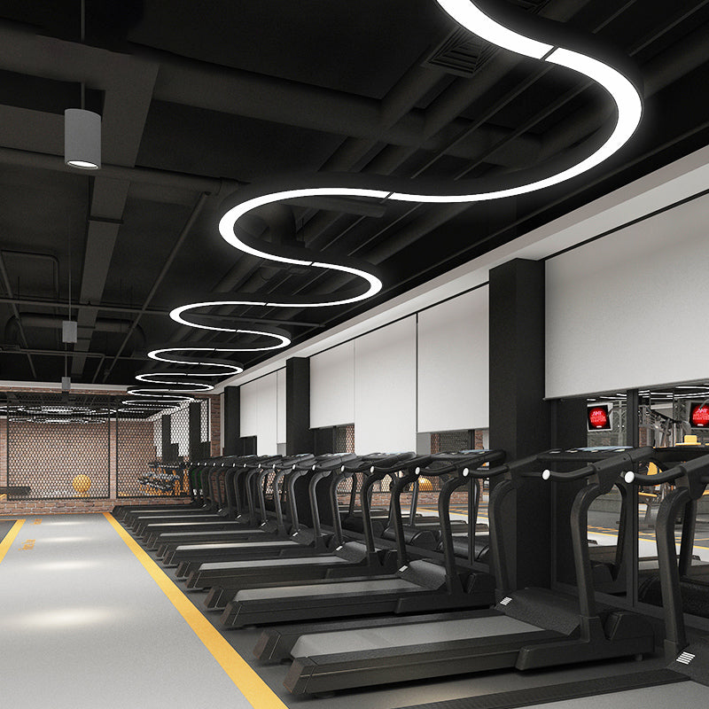 Black Arc LED Chandelier Light Simplicity for Gymnasium - Rebooters