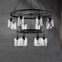 14 Lights Ceiling Light Traditional Two-Tiers Chandelier Black - Rebooters