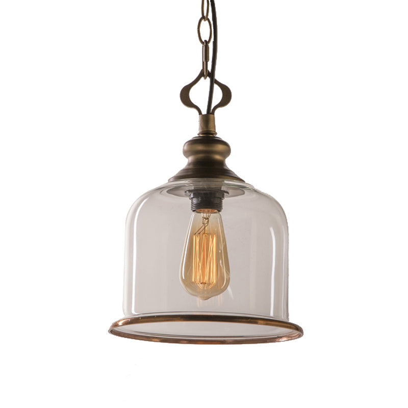 1/3 Light Pendant Lighting Classic Mason Jar Clear Glass Hanging Ceiling Light in Black Brass - Rebooters