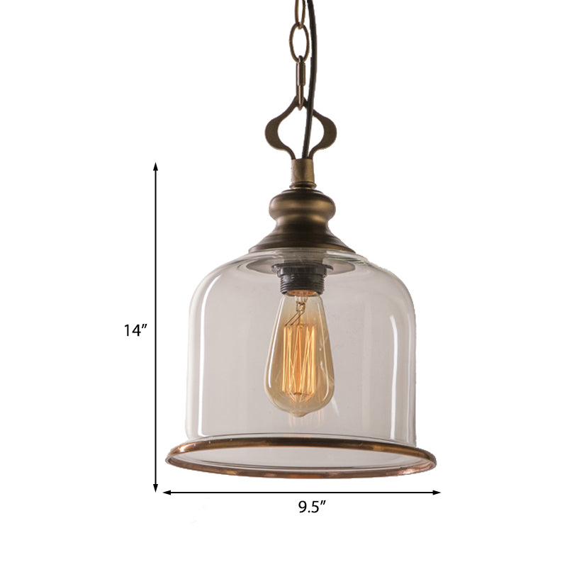 1/3 Light Pendant Lighting Classic Mason Jar Clear Glass Hanging Ceiling Light in Black Brass - Rebooters