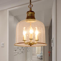 1/3 Light Pendant Lighting Classic Mason Jar Clear Glass Hanging Ceiling Light in Black Brass - Rebooters