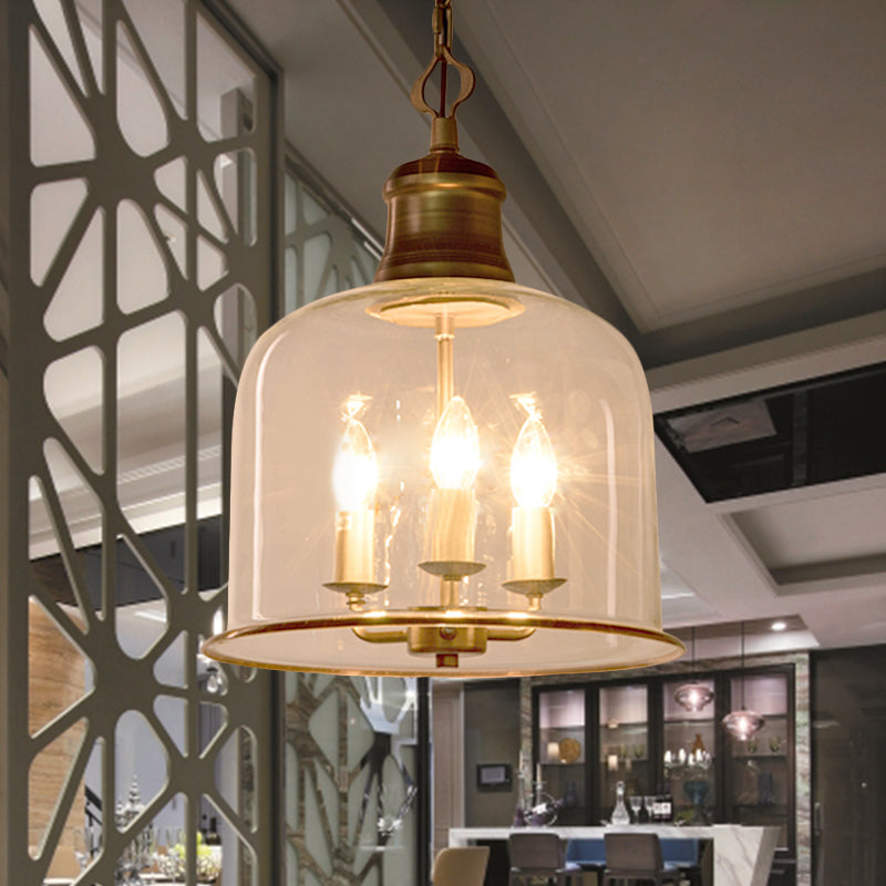 1/3 Light Pendant Lighting Classic Mason Jar Clear Glass Hanging Ceiling Light in Black Brass - Rebooters