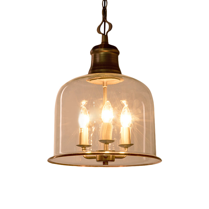 1/3 Light Pendant Lighting Classic Mason Jar Clear Glass Hanging Ceiling Light in Black Brass - Rebooters