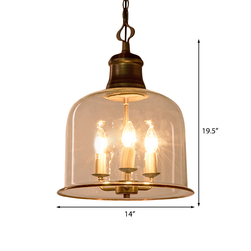 1/3 Light Pendant Lighting Classic Mason Jar Clear Glass Hanging Ceiling Light in Black Brass - Rebooters