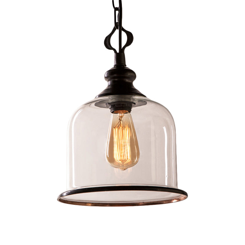 1/3 Light Pendant Lighting Classic Mason Jar Clear Glass Hanging Ceiling Light in Black Brass - Rebooters