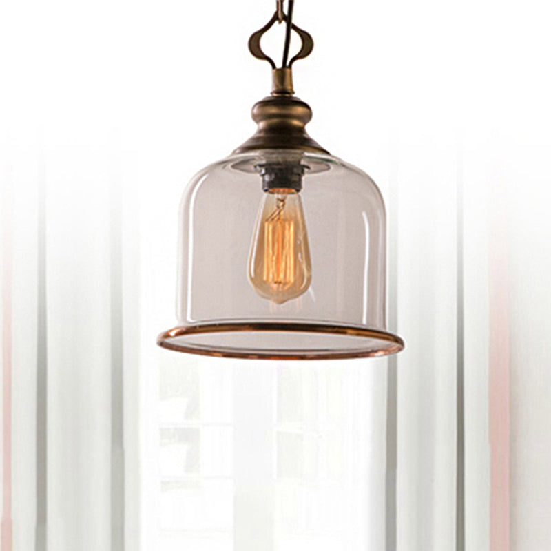 1/3 Light Pendant Lighting Classic Mason Jar Clear Glass Hanging Ceiling Light in Black Brass - Rebooters