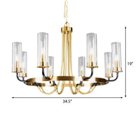 6/8 Lights Pendant Light Classic Tube Clear Glass Chandelier - Rebooters