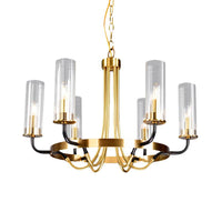 6/8 Lights Pendant Light Classic Tube Clear Glass Chandelier - Rebooters