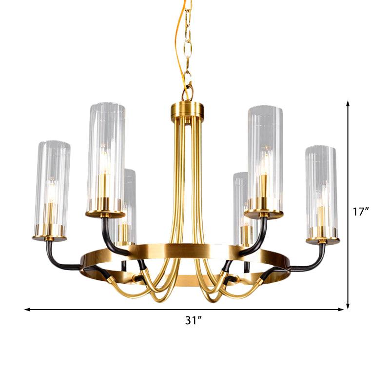 6/8 Lights Pendant Light Classic Tube Clear Glass Chandelier - Rebooters