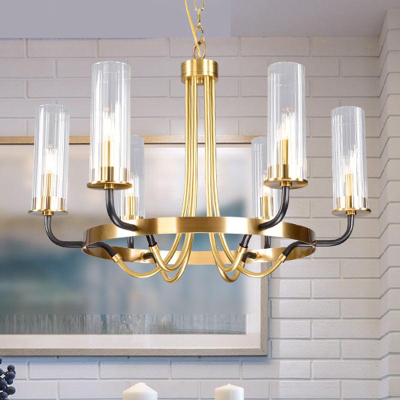 6/8 Lights Pendant Light Classic Tube Clear Glass Chandelier - Rebooters