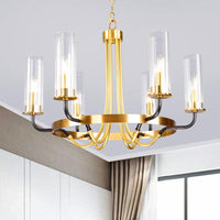 6/8 Lights Pendant Light Classic Tube Clear Glass Chandelier - Rebooters