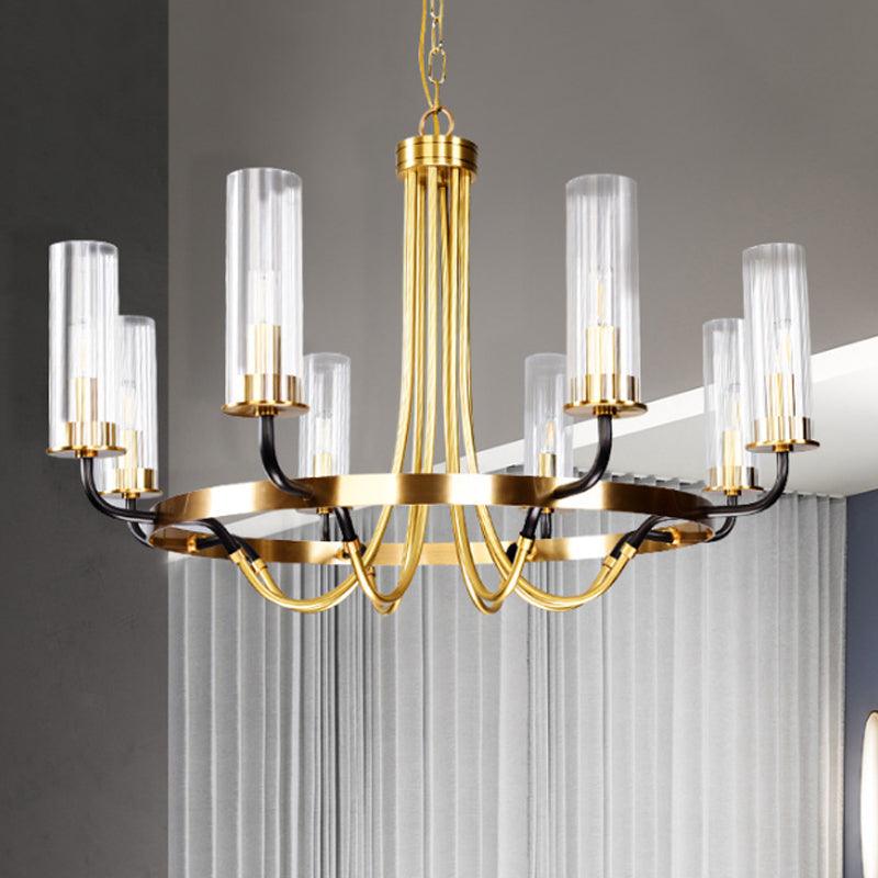 6/8 Lights Pendant Light Classic Tube Clear Glass Chandelier - Rebooters