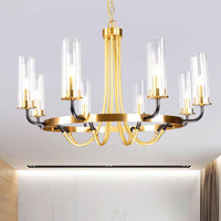 6/8 Lights Pendant Light Classic Tube Clear Glass Chandelier - Rebooters