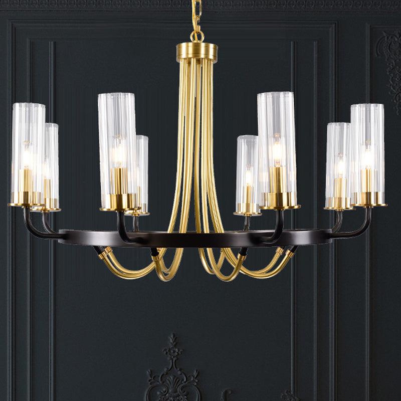 6/8 Lights Pendant Light Classic Tube Clear Glass Chandelier - Rebooters