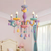 Candelabra Ceiling Chandelier Macaron Colorful Glass Kids Pendant Light in Purple - Rebooters