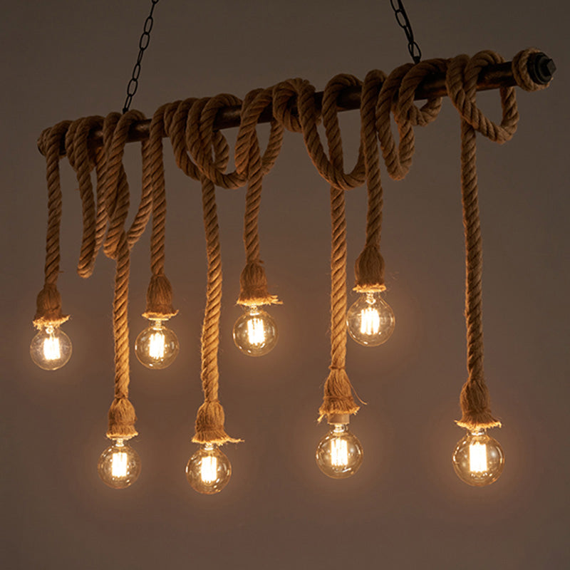 Natural Rope Brown Chandelier Geometric Shape Light Fixture - Rebooters