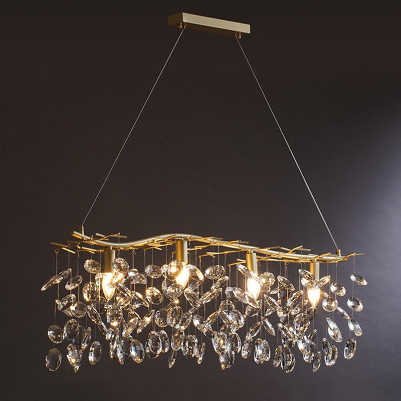 Beveled Cut Crystal Chandelier Country Brass Finish Leaf Lamp - Rebooters