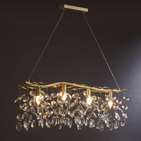 Beveled Cut Crystal Chandelier Country Brass Finish Leaf Lamp - Rebooters