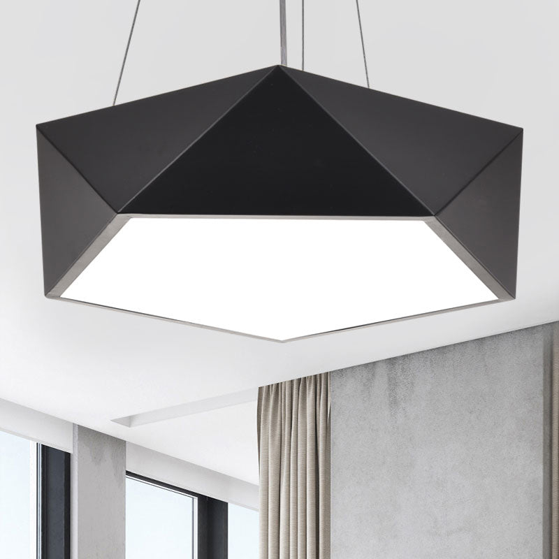 Black Pentagon LED Hanging Light Fixture Modern Ceiling Chandelier - Rebooters