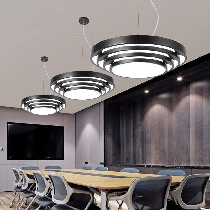 Modern LED Hanging Light Layered Round Chandelier for Office - Rebooters