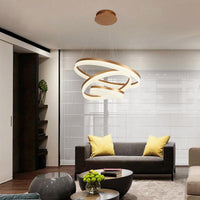 Acrylic Loop LED Ceiling Chandelier Gold Finish Dining Light - Rebooters