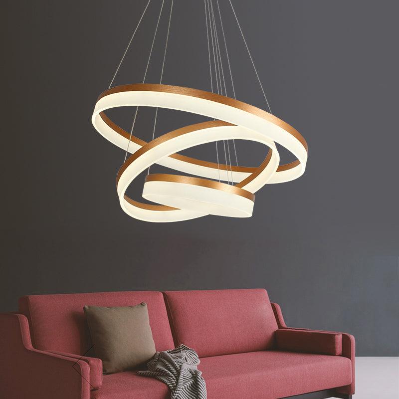Acrylic Loop LED Ceiling Chandelier Gold Finish Dining Light - Rebooters