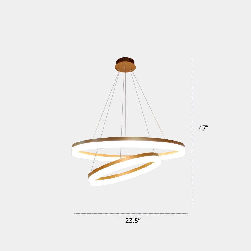 Acrylic Loop LED Ceiling Chandelier Gold Finish Dining Light - Rebooters