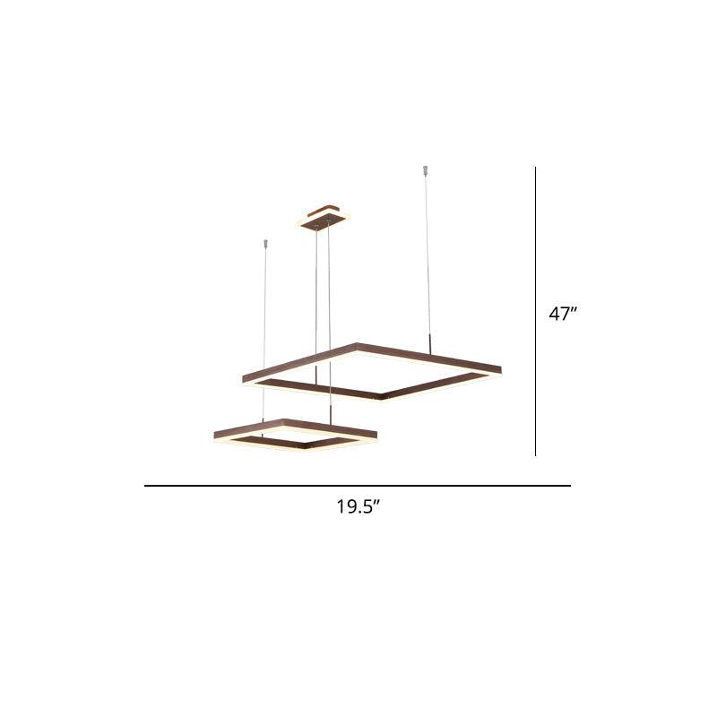Aluminum Square LED Ceiling Light 2-Light Coffee Chandelier - Rebooters
