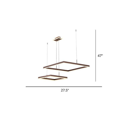 Aluminum Square LED Ceiling Light 2-Light Coffee Chandelier - Rebooters