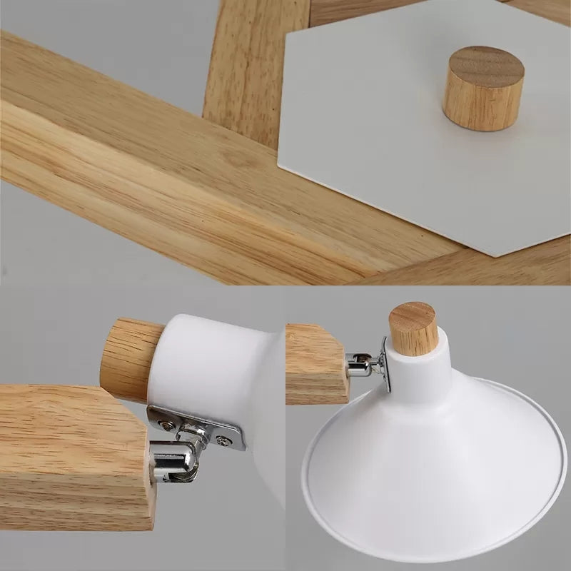 Rotatable Wood Ceiling Light 6 Lights Modern Nordic Chandelier - Rebooters
